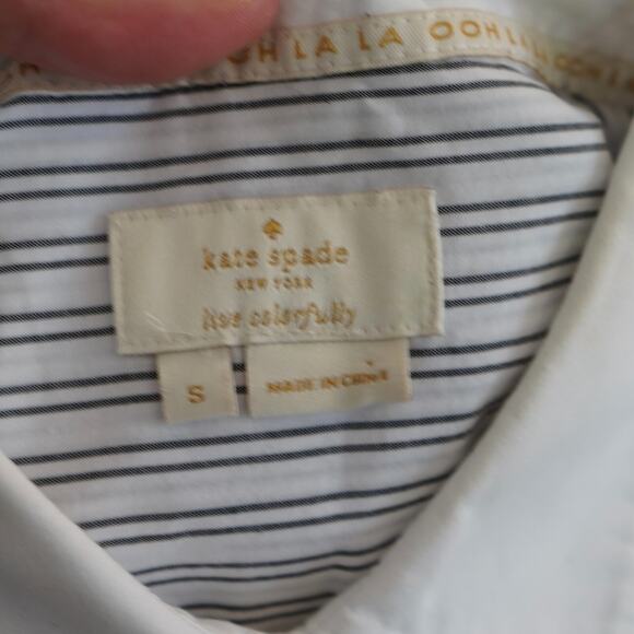 $168 Kate Spade Size S Embroidered Stripe Top Blouse Long Sleeve Shirt - Picture 4 of 6